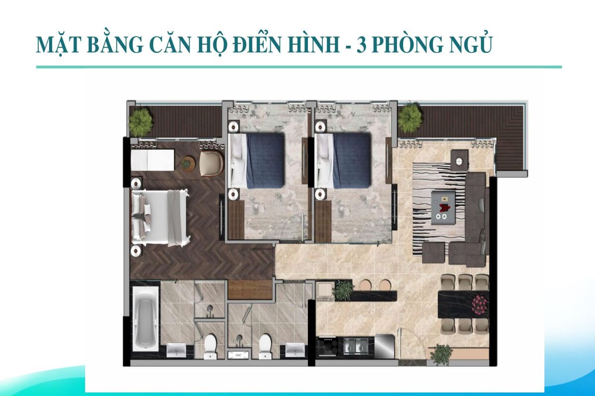 Mặt bằng căn hộ 3 phòng ngủ