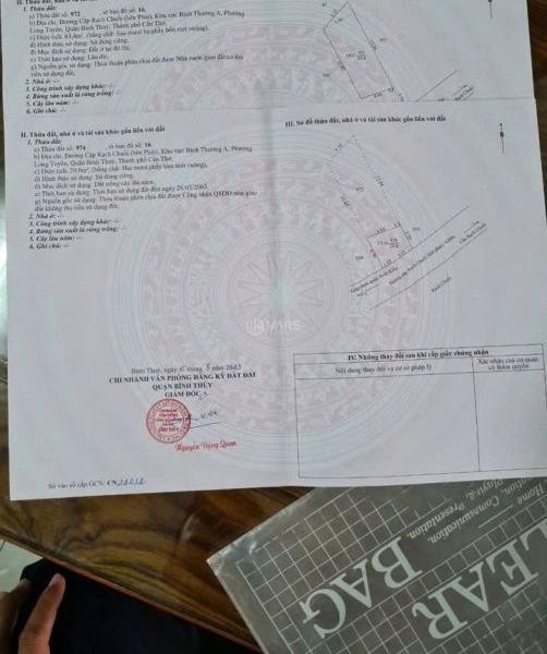 Chủ cần bán Đất nền riêng lẻ 80m² Đường Nguyễn Văn Trường, Phường Long Tuyền, Quận Bình Thủy, Cần Thơ