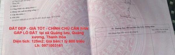 Cần bán Đất nền riêng lẻ 125m² Xã Quảng Lưu, Huyện Quảng Xương, Thanh Hóa