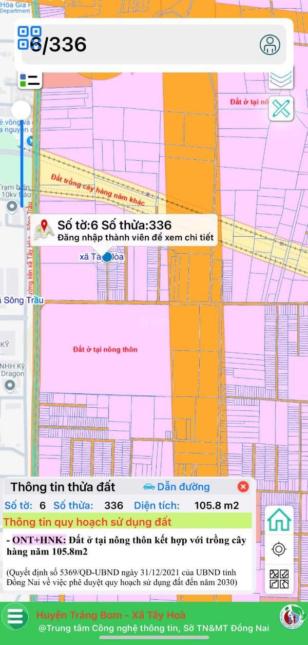 Cần bán Đất nền riêng lẻ 105m² Xã Tây Hòa, Huyện Trảng Bom, Đồng Nai