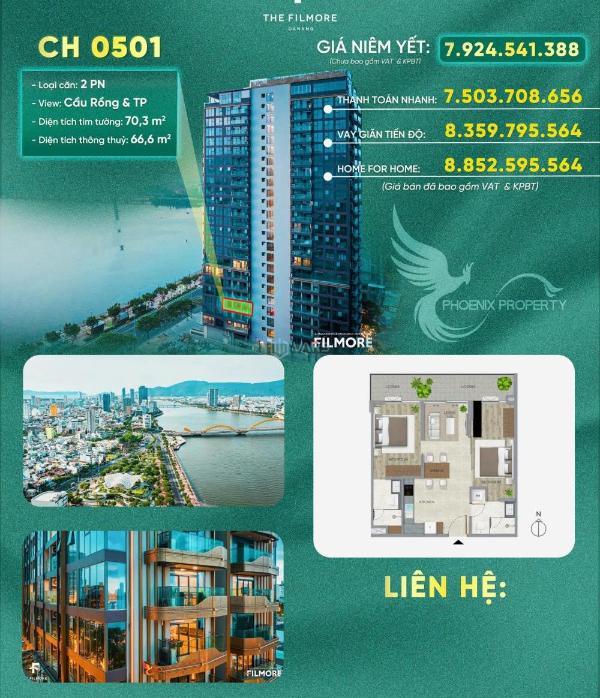 Cần bán Căn hộ chung cư 76m² The Filmore Đà Nẵng, Phường Bình Thuận, Quận Hải Châu, Đà Nẵng
