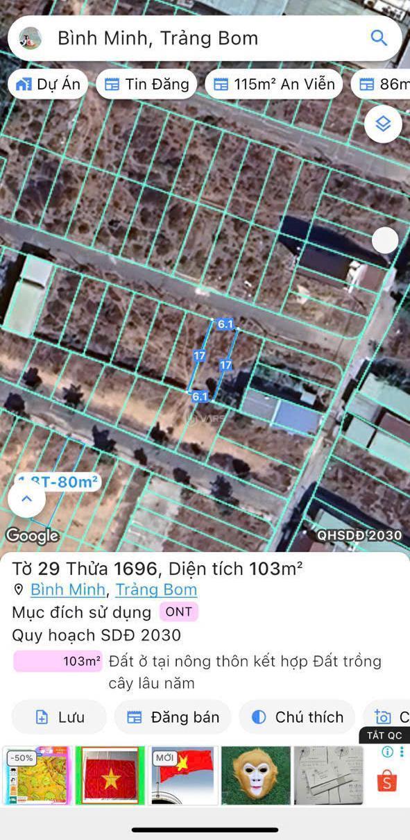 Lô đất bình minh 6,1x17m sổ riêng thổ 🏤 cư