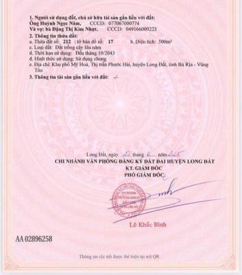 ÔNG ANH KẸT TIỀN CẦN BÁN GẤP LÔ ĐẤT TRUNG 💥 TÂM THỊ TRẤN PHƯỚC HẢI, BRVT