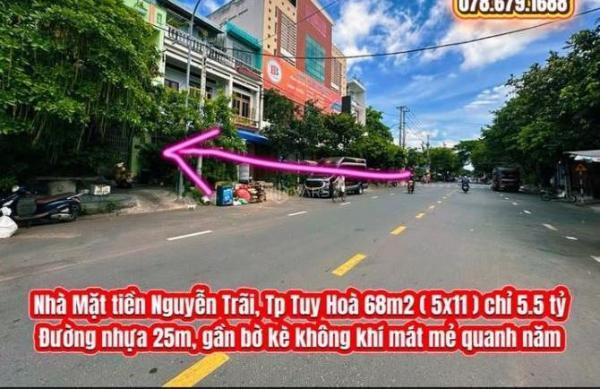 💥Nhà Mặt tiền Nguyễn Trãi, Tp Tuy Hoà 68m2 ( 🏣 5x11 ) chỉ 5.5 tỷ