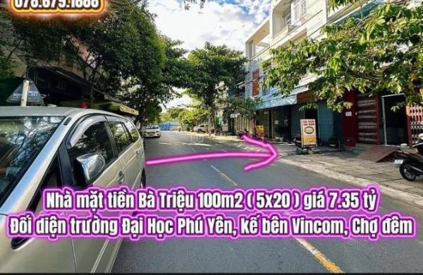 💥Nhà mặt tiền Bà Triệu 100m2 ( ☘ 5x20 ) giá 7.35 tỷ. Trung tâm thành phố Tuy Hòa