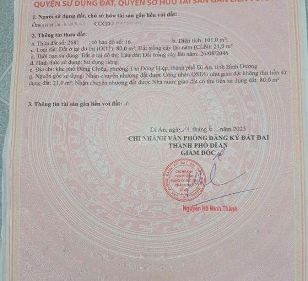 Chủ cần bán Đất nền riêng lẻ 101m²