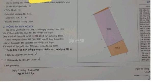 Bán 1283m2 đất vườn đường oto gần chợ 🌊 mỹ lòng