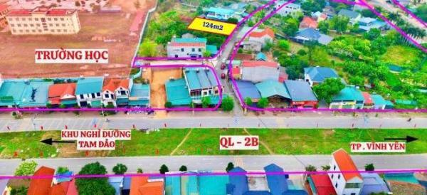 🔥Bán gấp 🏢 lô đất đẹp Hợp Châu, Tam Đảo cách đường QL2B chỉ vài bước chân 124m mt5m 1,65 tỷ