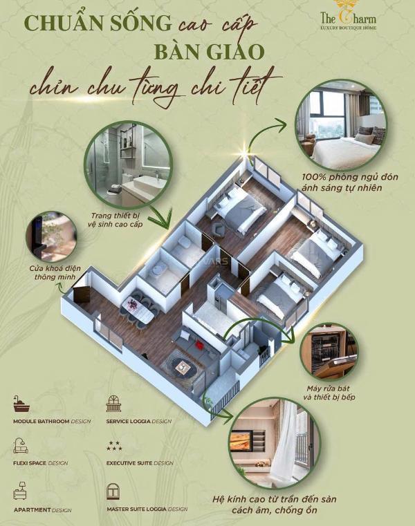 Bán chung cư cao cấp dự án the charm - căn góc 3pn - đỉnh cao 🏬 công năng