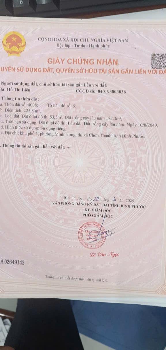 Bán đất 🏤 nền nằm ngay khu công nghiệp minh hưng 3 phường chơn thành tỉnh đồng nai