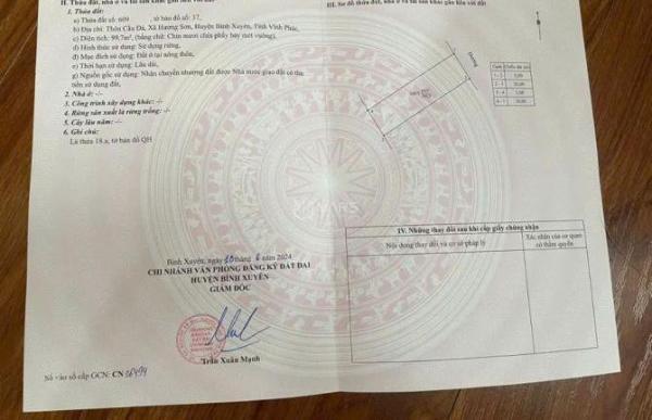 Bán đất mặt 🔥 đường 302, Cầu Đá, Hương Sơn, Bình Xuyên 99,7m2, giá: 2,9x tỷ
