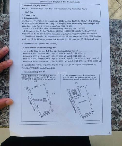 Cần bán Đất nền riêng lẻ 100m²