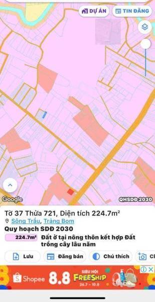 Bán đất gần chợ Sông Trầu thác đá hàn 224m2 sổ riêng 🔥 thổ cư chỉ 6,7triệu/1m2