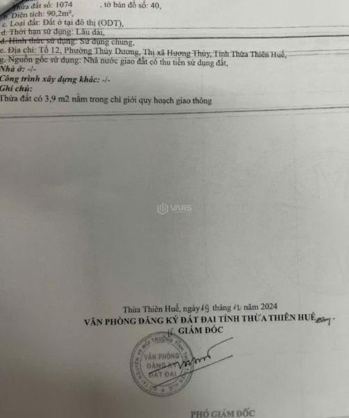 Lô đất phường thủy dương tp huế dt 90 mét giad chỉ 500 🏬 triệu
