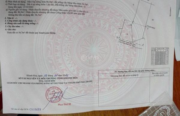 Bán lô đất thôn Phú Thạnh - xã Vĩnh Thạnh, thành phố Nha 🏬 Trang, chiều ngang 6 mét