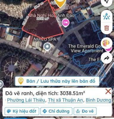 Bán đất thổ cư Lái Thiêu, Thuận An, Bình ☘ Dương: 3.463m2, giá 30 tỷ