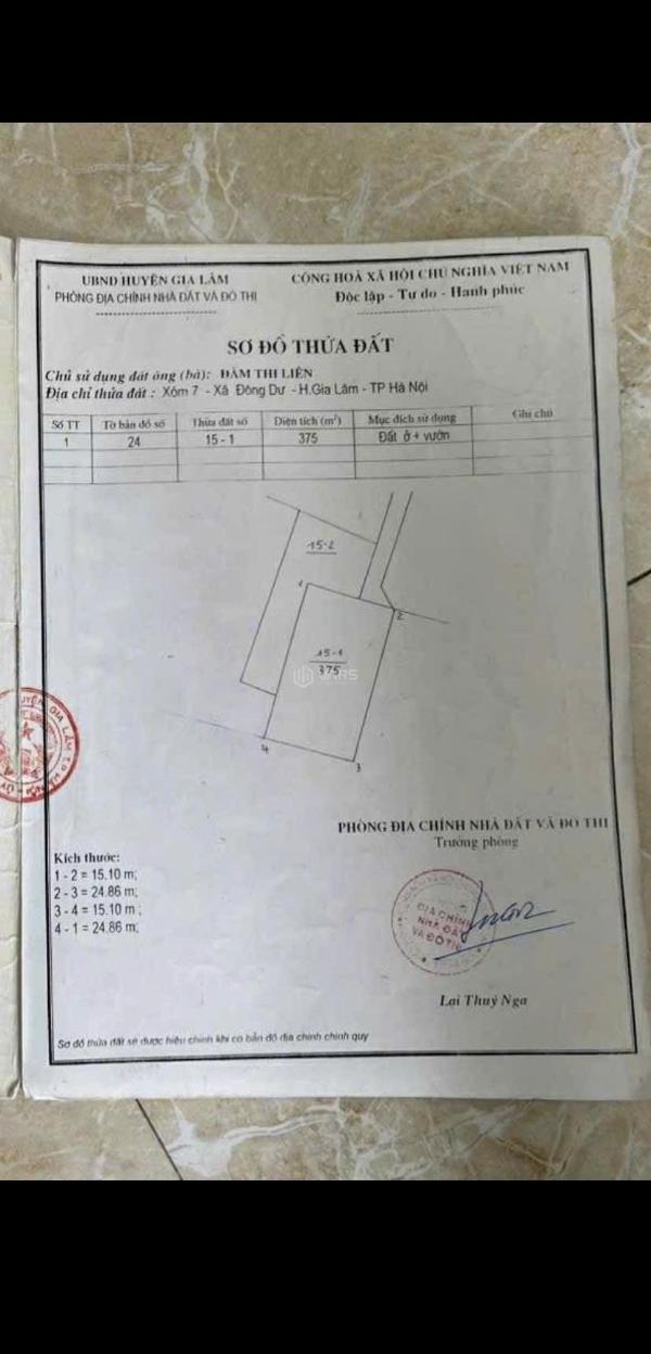 Cần bán Đất nền riêng lẻ 375m²