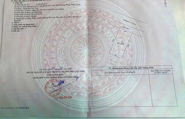 Bán nền 215 m2 thổ cư, thích hợp 🆘 xây biệt thự khu Cái Răng, TPCT