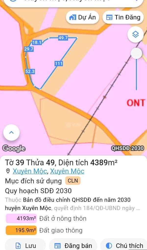 Chính chủ cần bán lô xuyên mộc 4.389m2 🌊 sẵn 320m2 thổ cư 5.5tr/m2 tổng 24ty1.