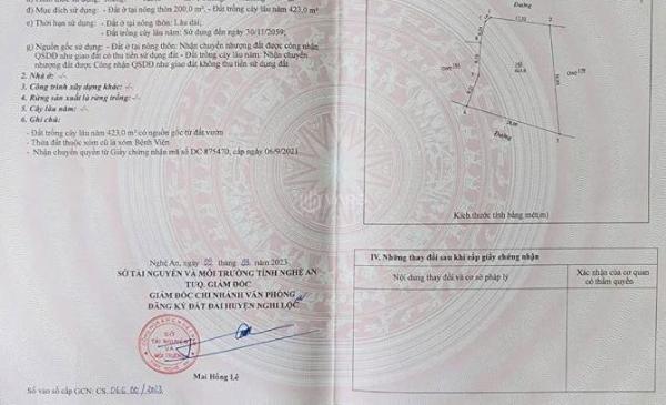Lô Đất Chính Chủ Xóm Trường An , Nghi Trường gần 🔥 đường quốc lộ 48E diện tích 623m2