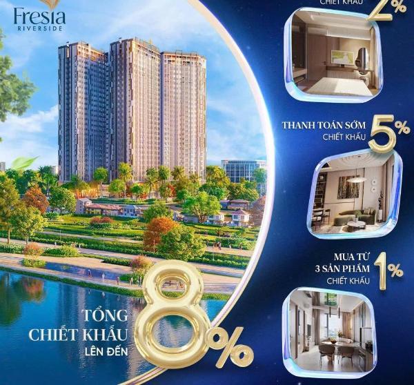 Cần 🏤 bán căn hộ fresia riverside p,biên hòa giá 1,79 tỷ căn 2pn ngay aeon mal bh