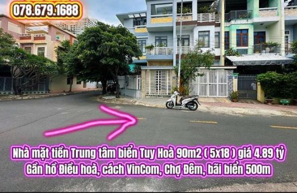 💥Nhà mặt tiền Trần Quang Diệu, 🏤 Tuy Hoà 90m2 ( 5x18 ) giá 4.89 tỷ