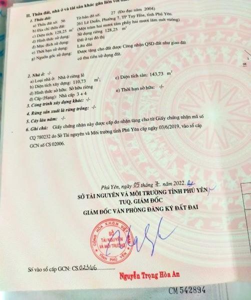 Cần Bán Gấp Mặt Tiền Đường Lê Duẩn Phường 7 Tuy 👍 Hoà
