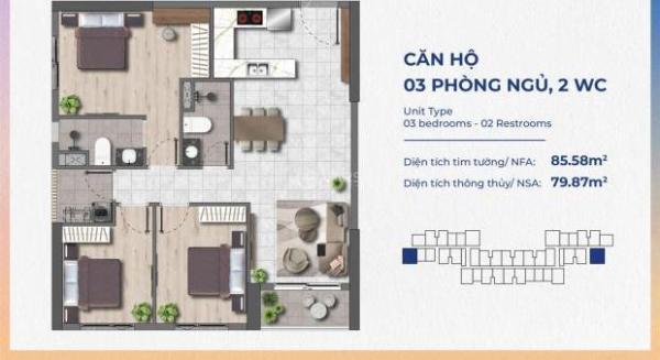 Bán Căn hộ chung cư 85m²