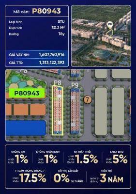 Căn hộ studio - tòa P8 dự án 🏢 Sun Urban City Hà Nam (P80943)