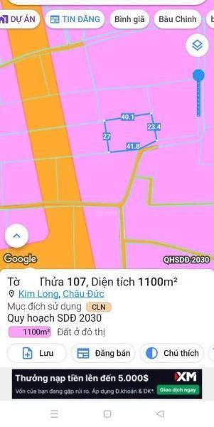 BÁN 1100M2 ĐẤT TRỒNG TIÊU TẠI THI TRẤN KIM LONG, 👍 CHÂU ĐỨC, SAT NHỰA, GIÁ CHỈ 1TI150TR