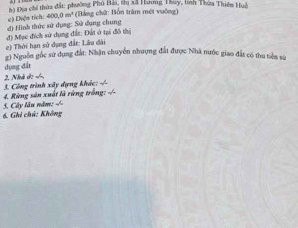 CẦN BÁN LÔ ĐẤT ĐẸP 🏦 KQH NGUYỄN KHOA VĂN, PHÚ BÀI – HƯƠNG THỦY, HUẾ