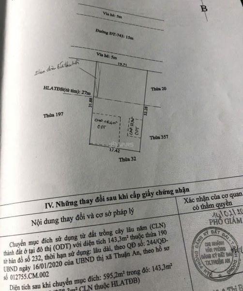 BÁN MẶT TIỀN DT 743 BÌNH CHUẨN THUẬN AN, DT 20X32, GIÁ 🏠 17TI, DANG KINH DOANH CAFE