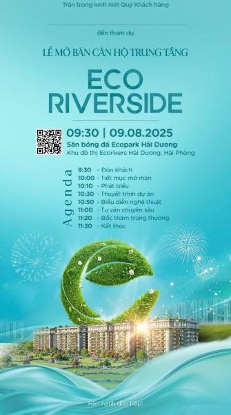 🎉🎉🎉NGÀY 9/8/2025 CHÍNH THỨC MỞ 🌊 BÁN TRUNG TẦNG ECO RIVERSIDE HẢI DƯƠNG, TP HẢI PHÒNG