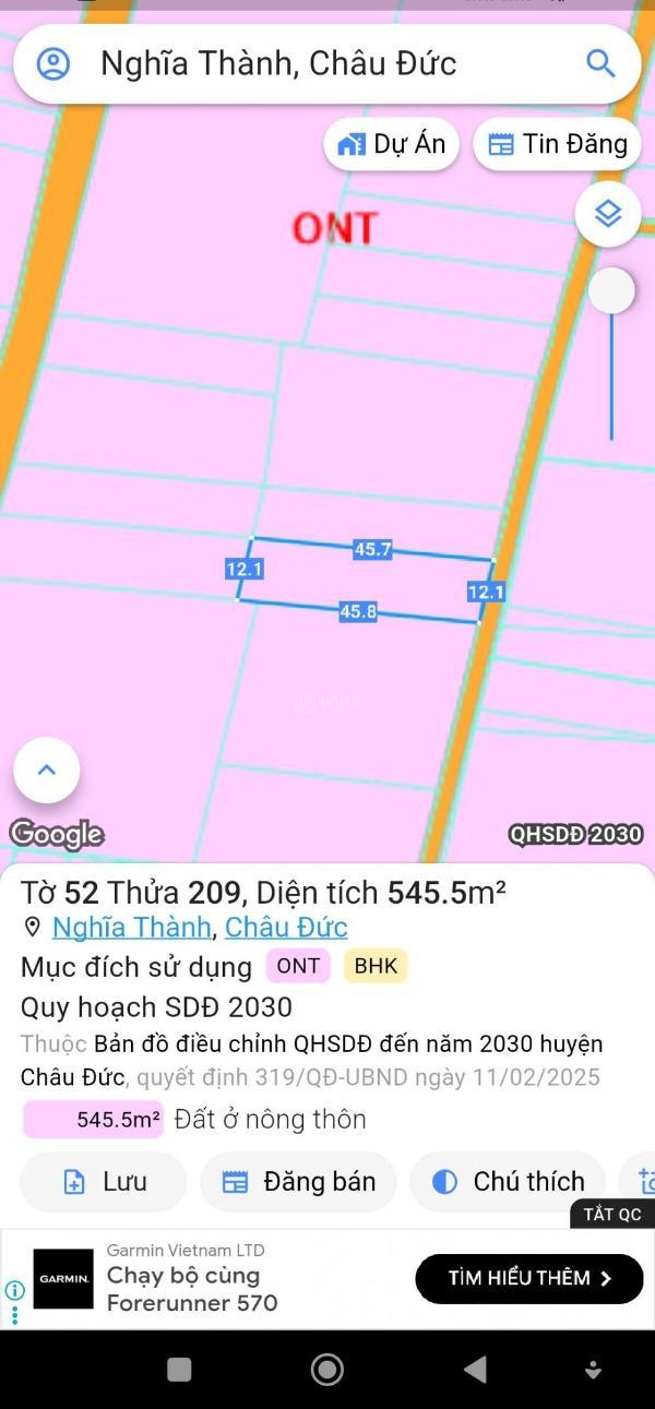 Bán Đất nền Dự án 545.5m²