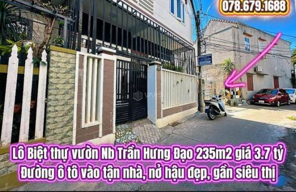 💥Lô Biệt thự vườn Nb Trần Hưng Đạo 235m2 giá 3.7 tỷ. Đất trung tâm Tuy 👍 Hoà