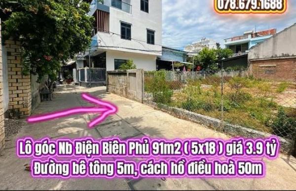 💥Lô góc Nb Điện Biên Phủ 91m2 ( 5x18 ) 🏤 giá 3.9 tỷ. Đất biển Tuy Hoà