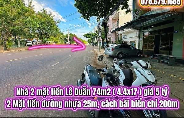 💥Nhà 🏠 2 mặt tiền Lê Duẫn 74m2 ( 4.4x17 ) giá 5 tỷ. Nhà trung tâm Tuy Hoà