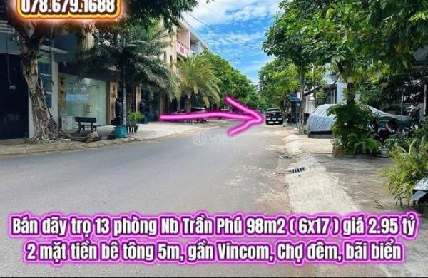 💥Bán đất + dãy trọ 13 phòng Nb Trần Phú 98m2 ( 6x17 ) giá 2.95 🏚️ tỷ
