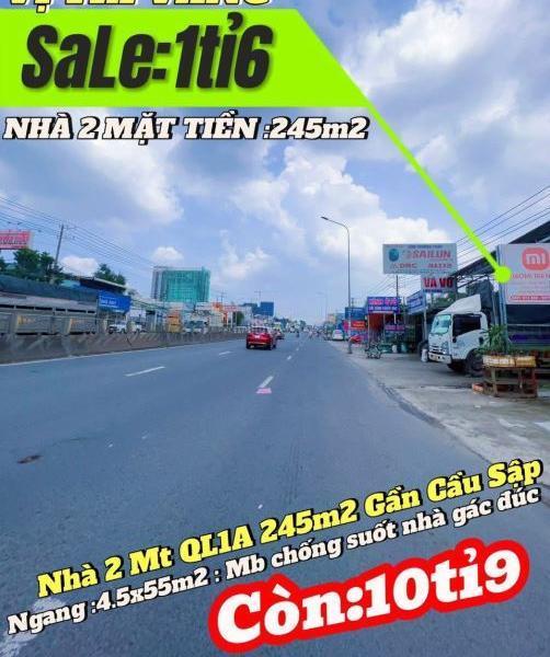 Bán nhà 2 MT trước sau Ql1A 245m2 gần cầu sập Bv Nhi Đồng Nai chợ 🏤 sặt đầu mối Tân Biên