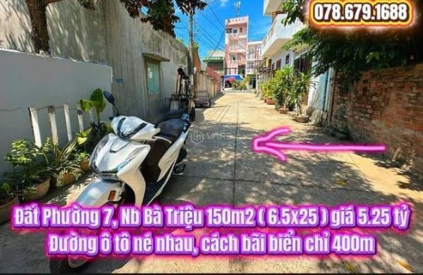 💥Đất 💥 Phường 7, Nb Bà Triệu 150m2 ( 6.5x25 ) giá 5.25 tỷ. Đất biển Tuy Hoà