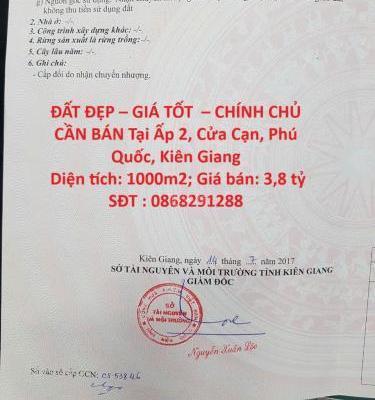 ĐẤT 🏣 ĐẸP – GIÁ TỐT – CHÍNH CHỦ CẦN BÁN Tại Ấp 2, Cửa Cạn, Phú Quốc, Kiên Giang
