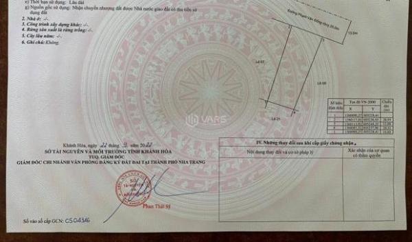 Bán đất mặt tiền đường Phạm Văn Đồng , ngay biển Vĩnh Hoà , Nha Trang . DT 👍 315,7m2