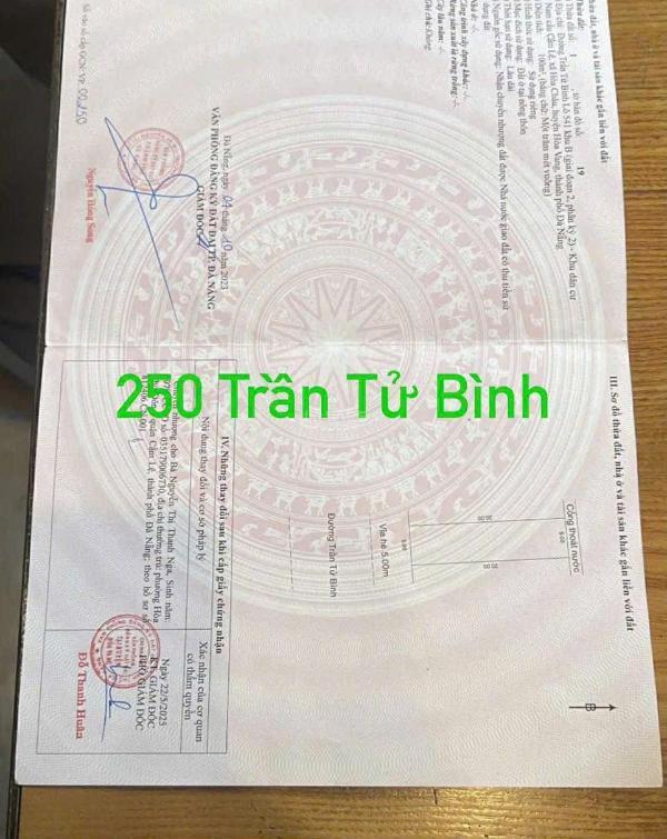 Bán đất đường trần tử bình, đường 10m5 👍 khu hoà xuân