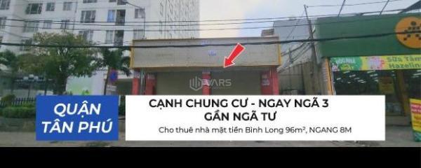 Cho thuê 🔥 nhà mặt tiền Bình Long 96m², NGANG 8M - CẠNH CHUNG CƯ - NGÃ TƯ