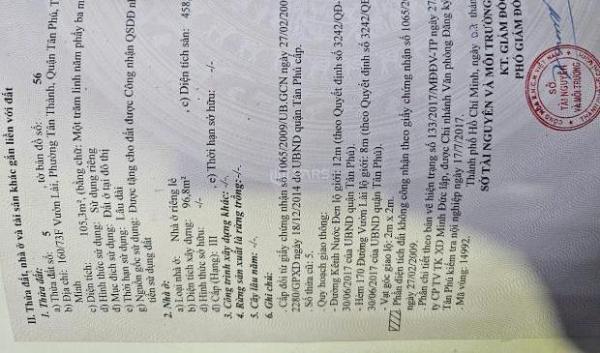 Nhà rẻ Vườn Lài phường Tân Thành quận Tân Phú, trệt lửng 3 lầu ST. 🏤 DT sàn: 458.9m2, 22 tỷ
