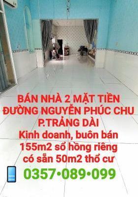 BÁN NHÀ 2 MẶT TIỀN NGUYỄN 🆘 PHÚC CHU KINH DOANH, BUÔN BÁN SỔ HỒNG THỔ CƯ (NP618)