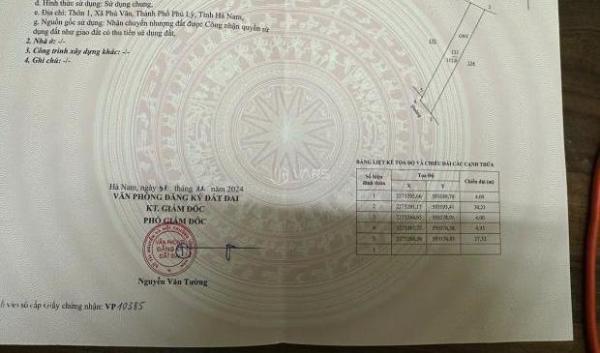 CHÍNH 👍 CHỦ BÁN LÔ ĐẤT ĐẸP – XÃ PHÙ VÂN, PHỦ LÝ, HÀ NAM