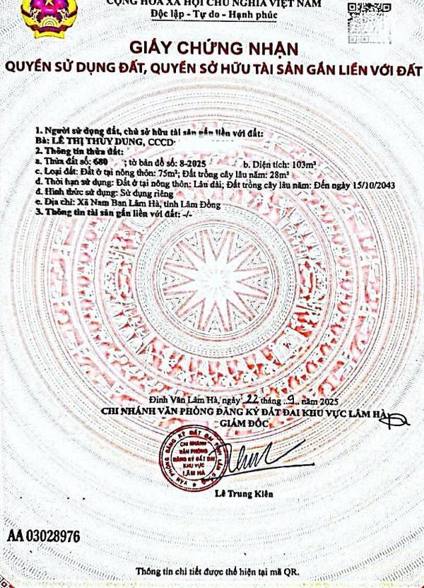 Chính chủ bán lô đất thổ cư mê linh đà 🏘️ lạt dt 103m2