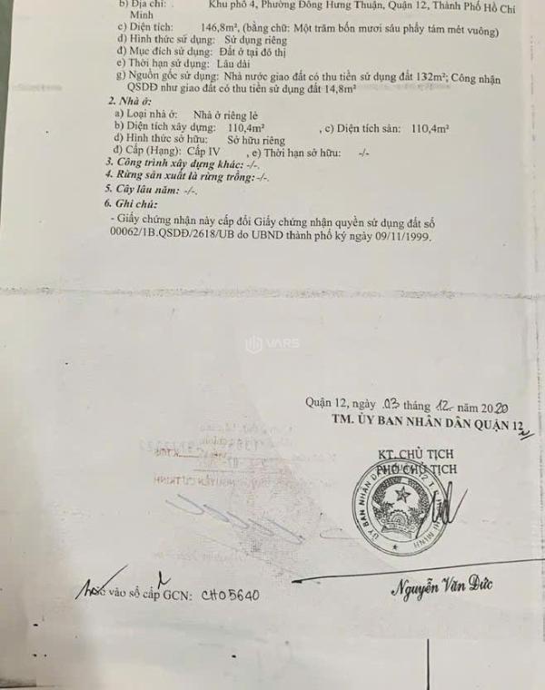 Bán nhà hẻm nhựa 10m - đường nguyễn văn quá quận 🆘 12 - 5m x 30m - 8 tỷ 500