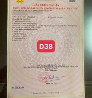 Chủ cần bán Đất nền riêng lẻ 108m²